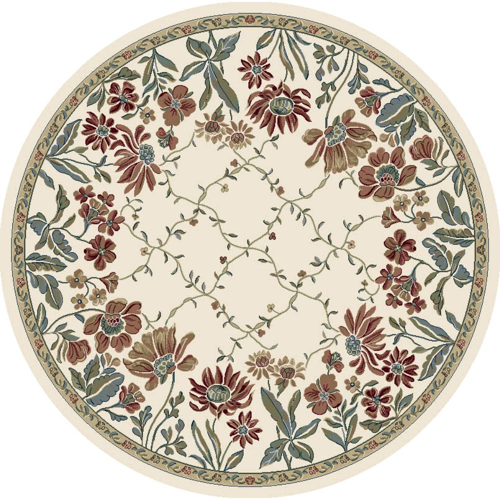 Dynamic Rugs 57084-6464 Ancient Garden 5.3 Ft. X 5.3 Ft. Round Rug in Ivory